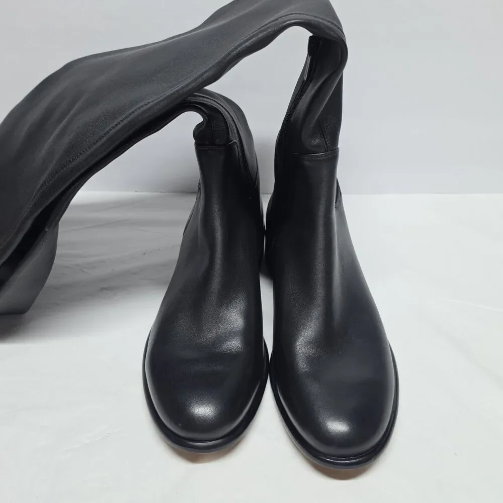 NEW Vince Cody Women's Over The Knee Black Leather Tall Boots Womens 9.5 Stretch